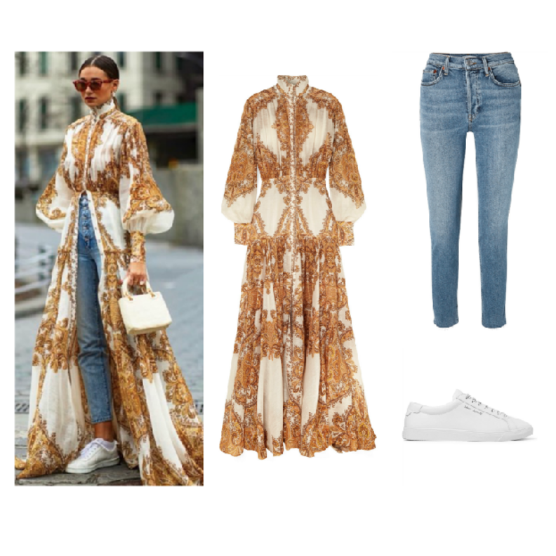 اطلالة عصرية في الجلابية والجينز نسقتها مدونة الموضة دانييل برنستاين