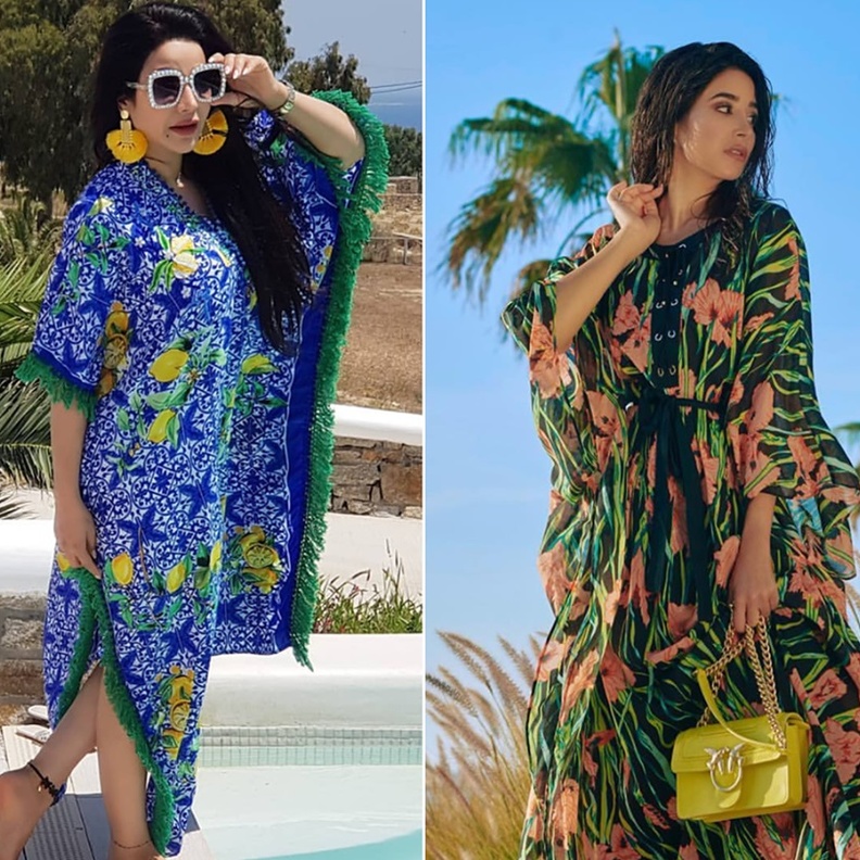 لجين عمران وموضة الفساتين الموردة