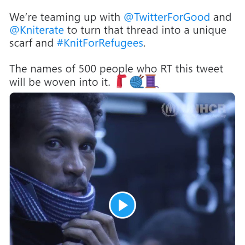 مفوضية اللاجئين وتويتر يطلقان الحملة العالمية # KnitForRefugees بالشراكة مع Kniterate