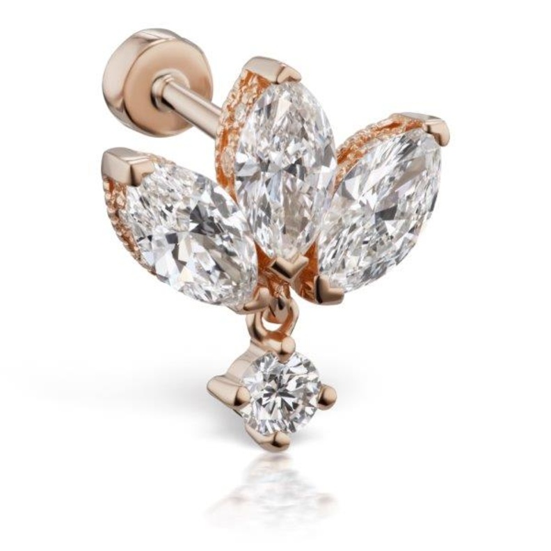 5.5mm Diamond Star and Trillion Chain Wrap Earstud in Rose Gold