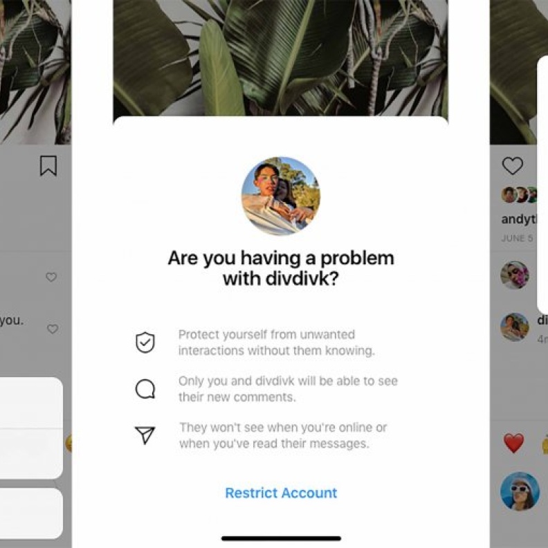 ميزة Restrict من انستقرام تدعى Restrict تقوم على تقييد حساب أي مستخدم