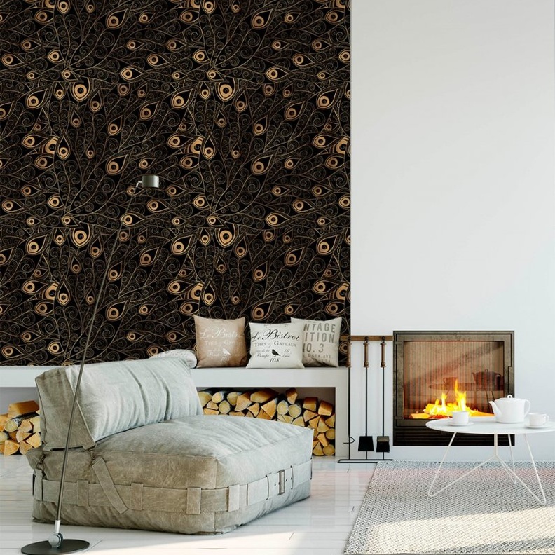 الأسود مع الذهبي في غرف المعيشة الكلاسيك