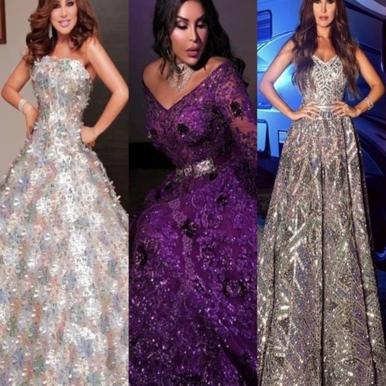 إختارت نجوى فستاناً من تصميم رامي قاضي