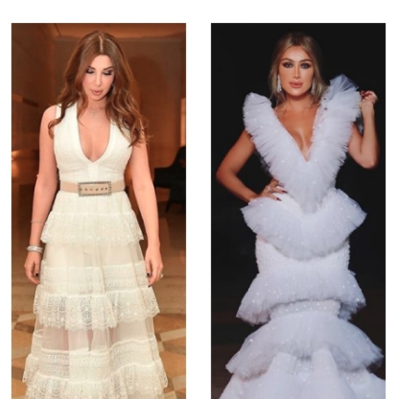  فساتين كشكش باللون الأبيض بأسلوب مايا دياب ونانسي عجرم