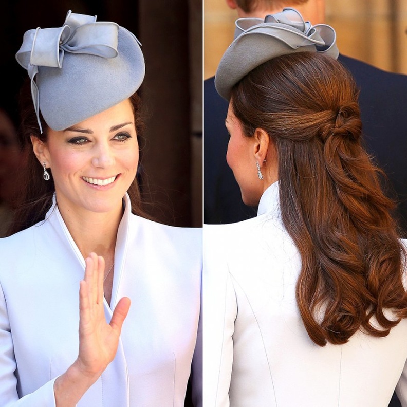 تسريحات شعر الرفعة المتوسطة مع الخصل الويفي على طريقة كيت ميدلتون