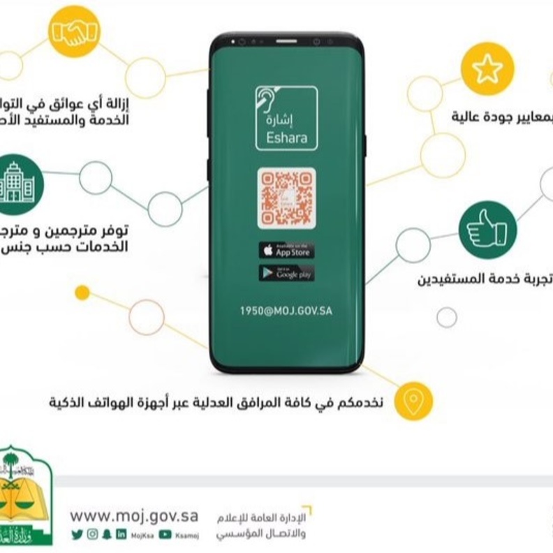 وزارة العدل تطلق خدمة إشارة لتسهيل التواصل مع المراجعين من فئة الصم 