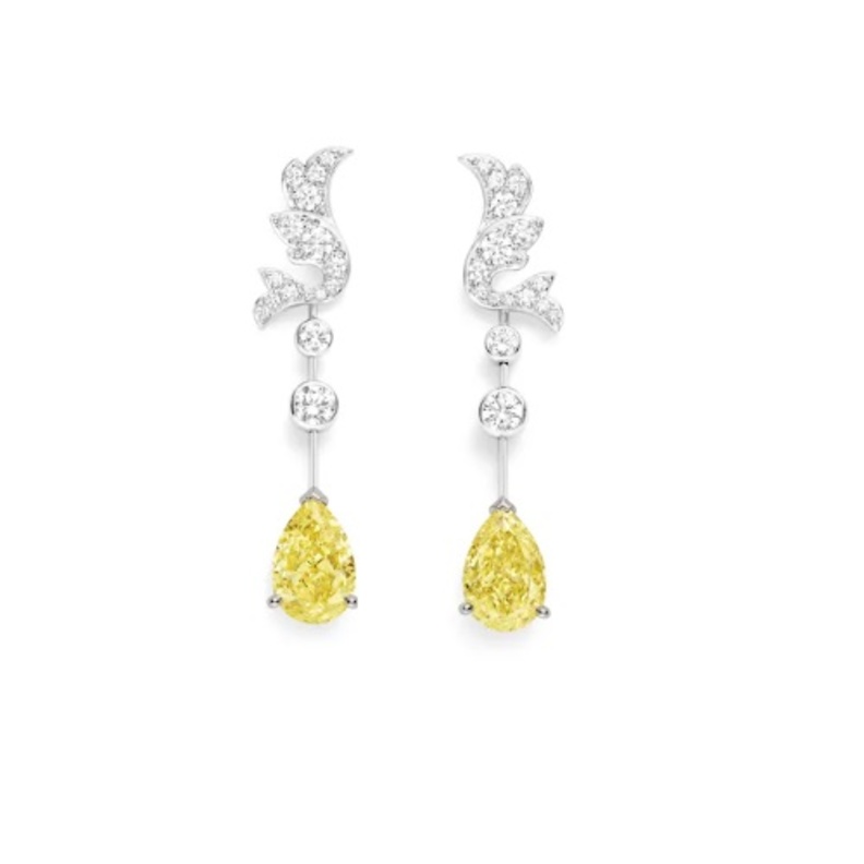 أقراط بالألماس الأصفر من شوميه Chaumet