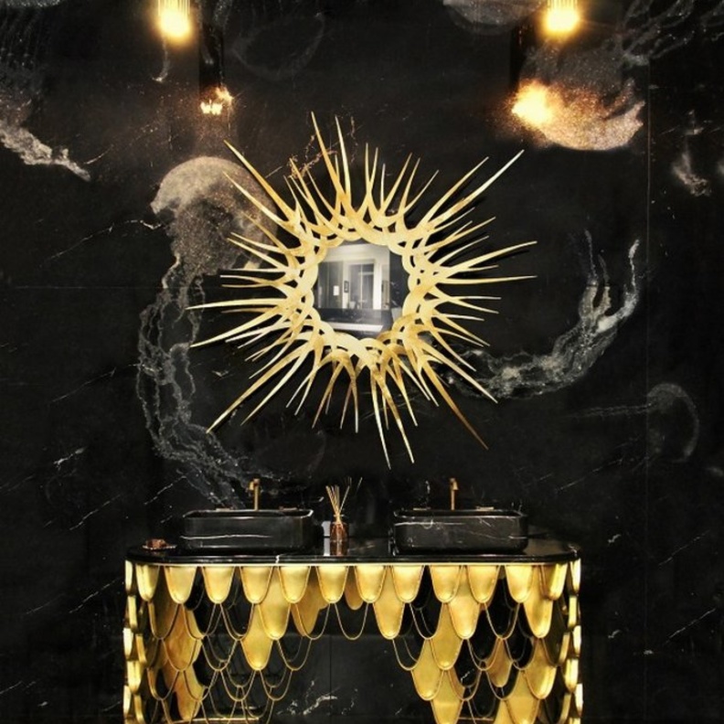 الشكل الهندسي البسيط في تصميم مرايا حمام مودرن