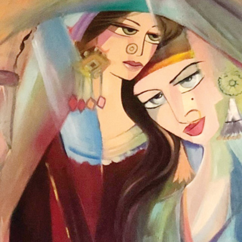 احدى لوحات الفنانة التشكيلية روزانا المنصوري