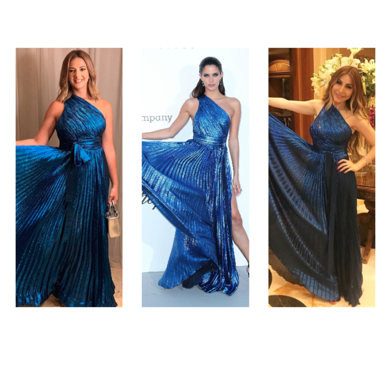 من الأجمل في فستان أزرق من ايلي صعب