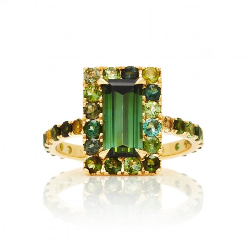 ‏تصميم خاتم ذهب اصفر مزدان بحجر التورمالين من Guita M