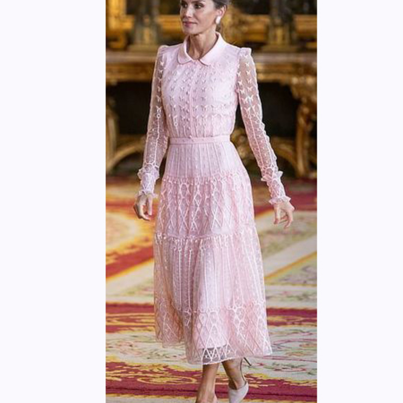 اعتمدت ليتيزيا تسريحة الشعر المرفوع على شكل كعكة