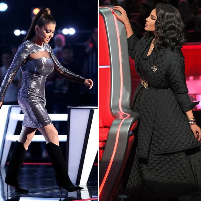 فستان احلام ساحر وسميرة سعيد بموضة الميتاليك في ذا فويس.