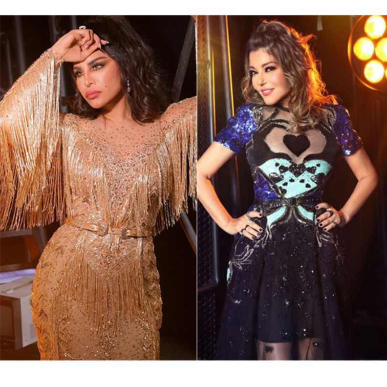  إختارت احلام فستاناً من تصميم زهير مراد مزين بالشراشيب والشك باللون الذهبي