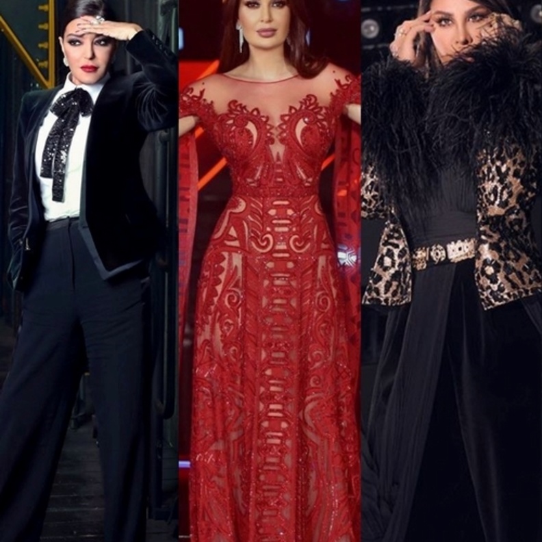 أضافت الى اللوك حزاماً ذهبياً حدد خصرها