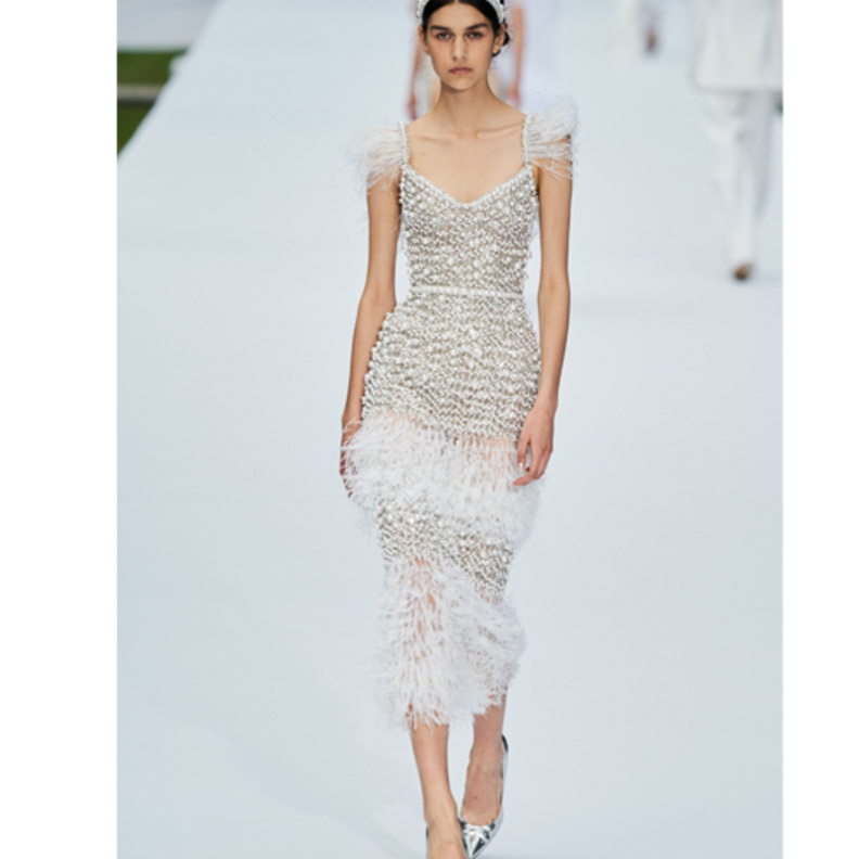 Ralph & Russo فستان براق مزين بالريش