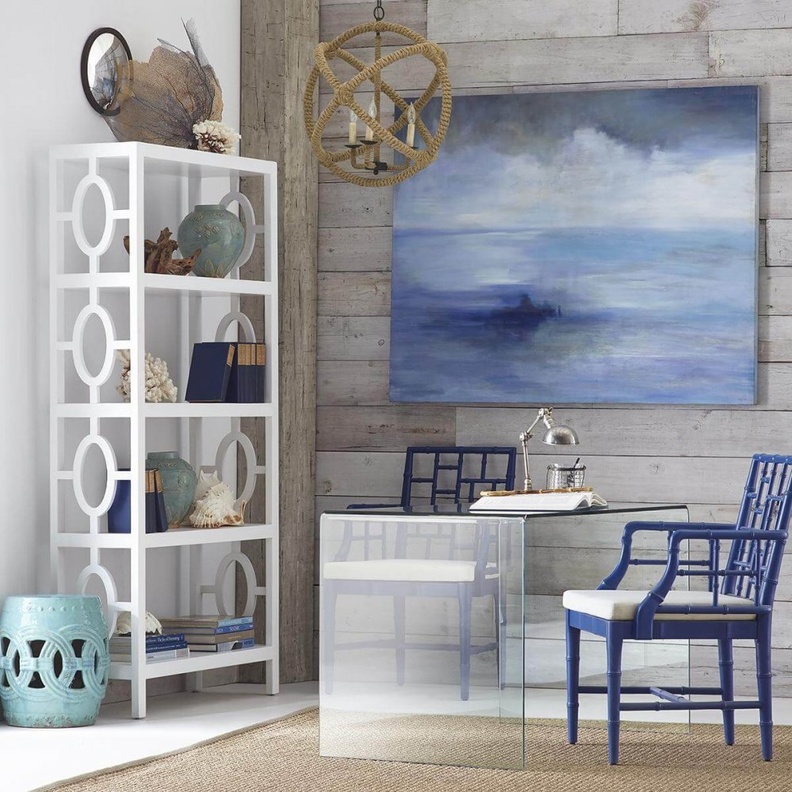 المعدن مع الزجاج في ديكور غرفة مكتب عصري