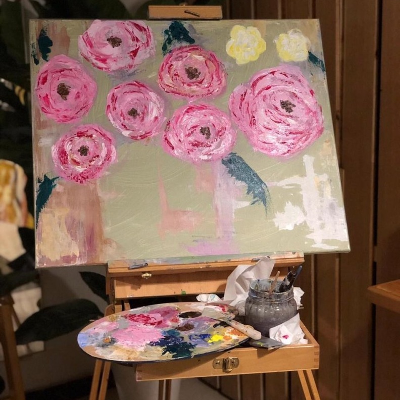 من لوحات الفنانة التشكيليه فوزيه الدوسري