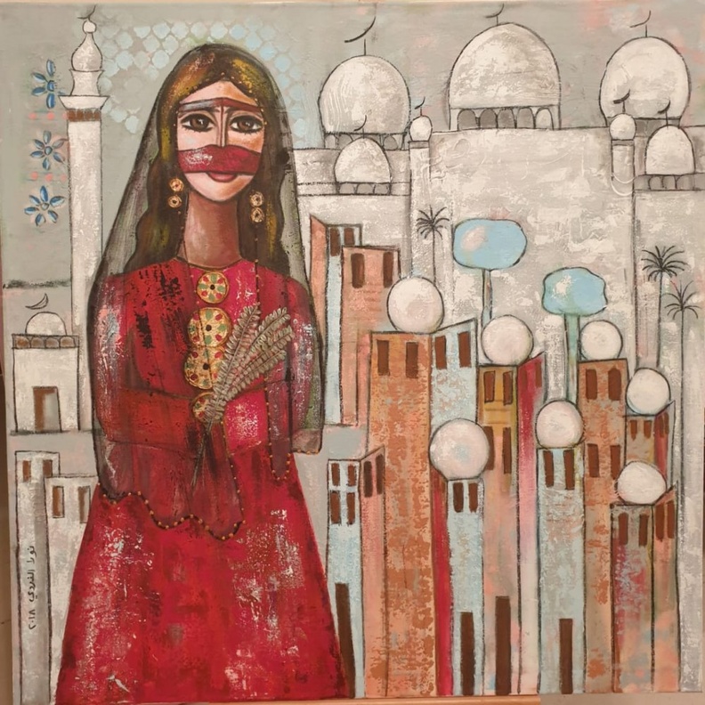 احدى لوحات الرسامة السعودية نورا الذروي