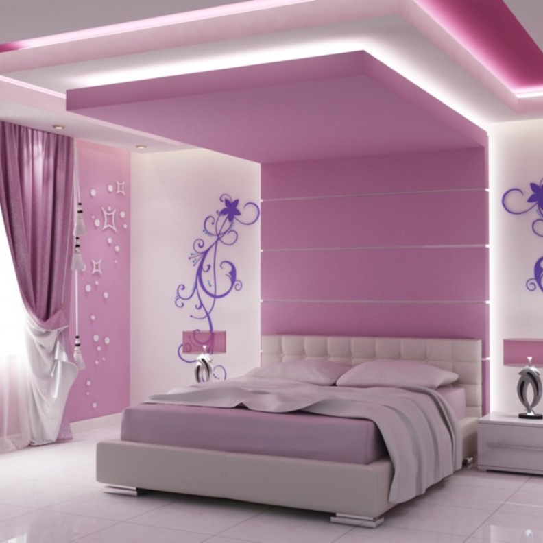 تصميم جبس بورد السقف بأسلوب عصري ولون مميز لغرف النوم
