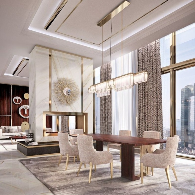  الألوان الأرضية لديكور غرفة طعام فخمة وأنيقة