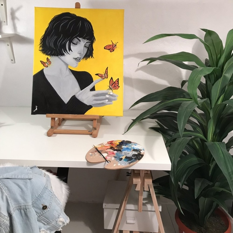  إحدى لوحات الفنانة السعودية قمر المالكي