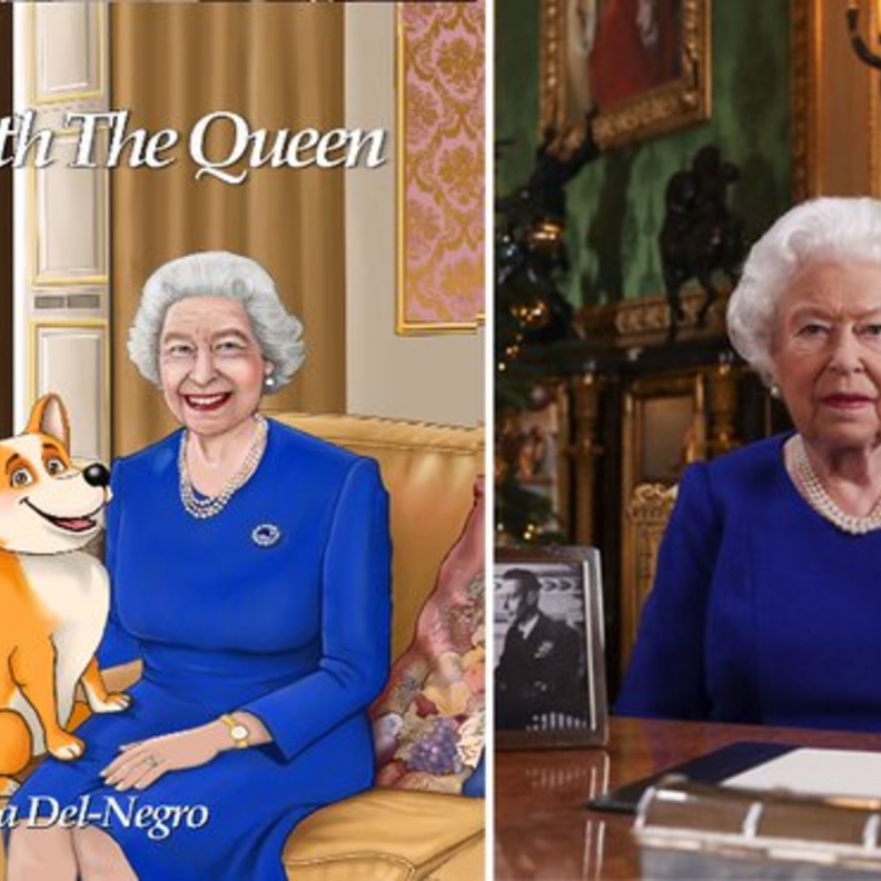 الملكة إليزابيث ترتدي نفس الملابس والمجوهرات المرسومة في الكتاب