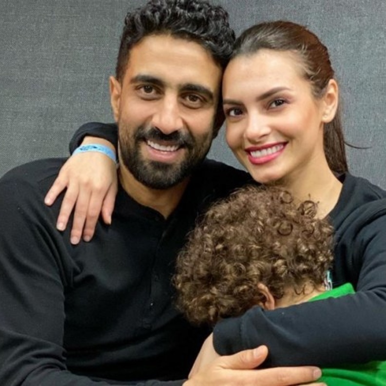 كارمن سليمان وابنها وزوجها