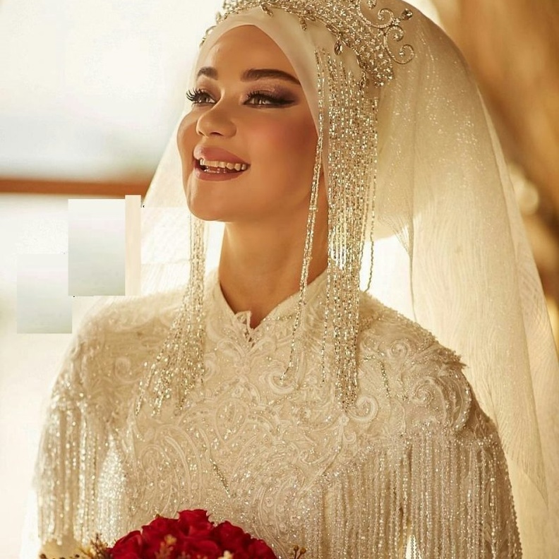  التاج يزيد لفة طرح التربون للعروس جمالا