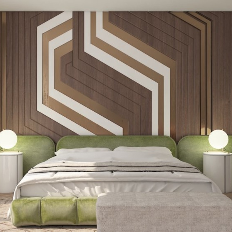  الدرجات الترابية مع اللون الأخضر الجذاب لغرف نوم جذابة ومريحة