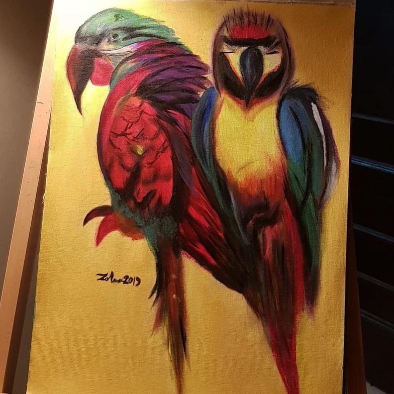 احدى لوحات الفنانة التشكيلية زكية محمد