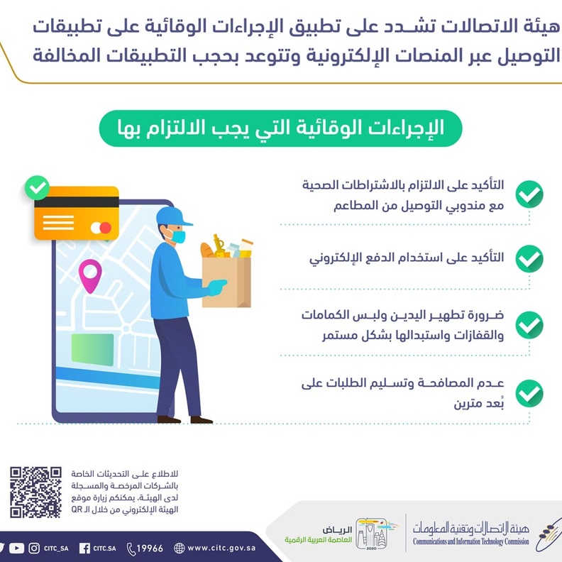 هيئة الاتصالات تضيف 10 تطبيقات جديدة لقائمة توصيل الطلبات