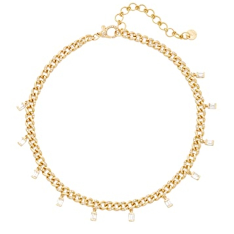  عقد شوكر ذهب اصفر مزدان بألماسات متدلية م Shay