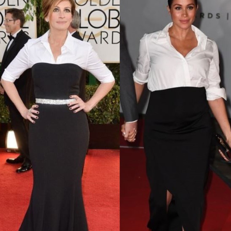 اطلالة ميغان من ماركة جيفانشي سبق أن إعتمدتها جوليا روبرتس على السجادة الحمراء منذ سنوات