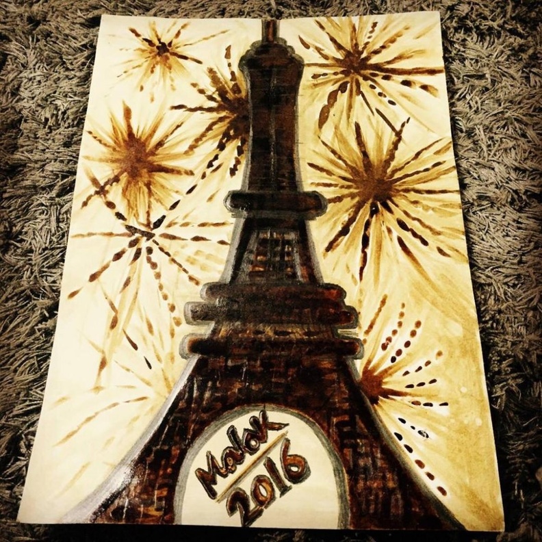 رسمة بالقهوة من الفنانة التشكيلية ملاك صالح