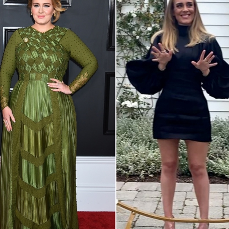  باتت تلجأ اديل إلى الأزياء التي تحدد قوامها مثل إطلالتها الأخيرة بفستان أسود قصير