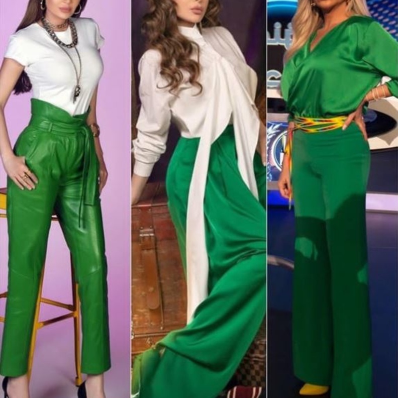 بين هيفا وهبي سيرين عبد النور ورزان مغربي إطلالة من أعجبتكِ بالسروال الأخضر؟