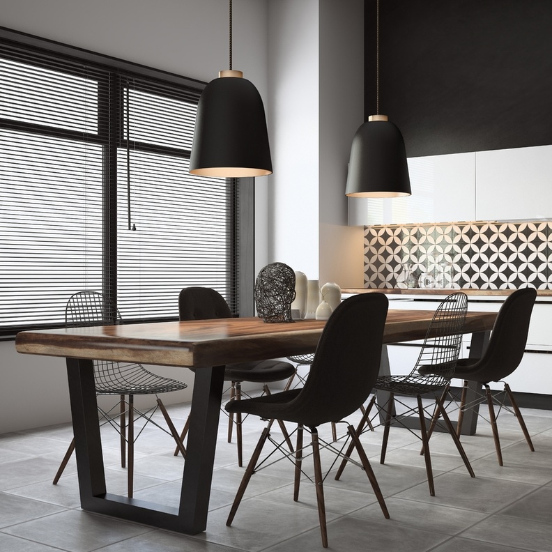  أجهزة الإنارة في غرفة الطعام باللون الأسود مع الذهبي