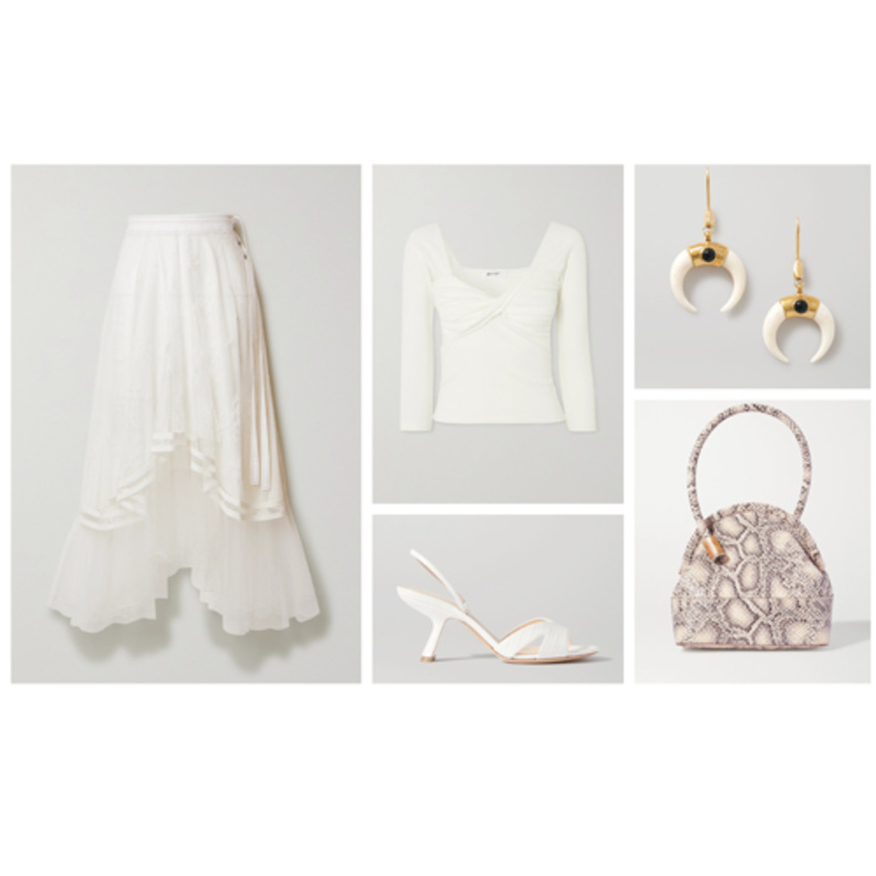 الأبيض الراقي والأنثوي باطلالة مميزة بالتنورة