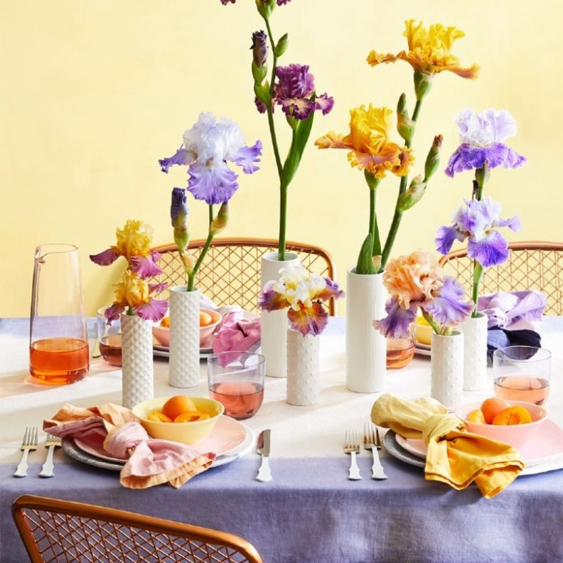 اواني الزهور الملونة تغني موائد الطعام