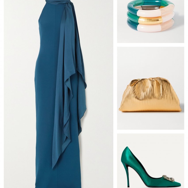  فستان السهرة الأزرق الطويل بالقصة الراقية باطلالة جذابة