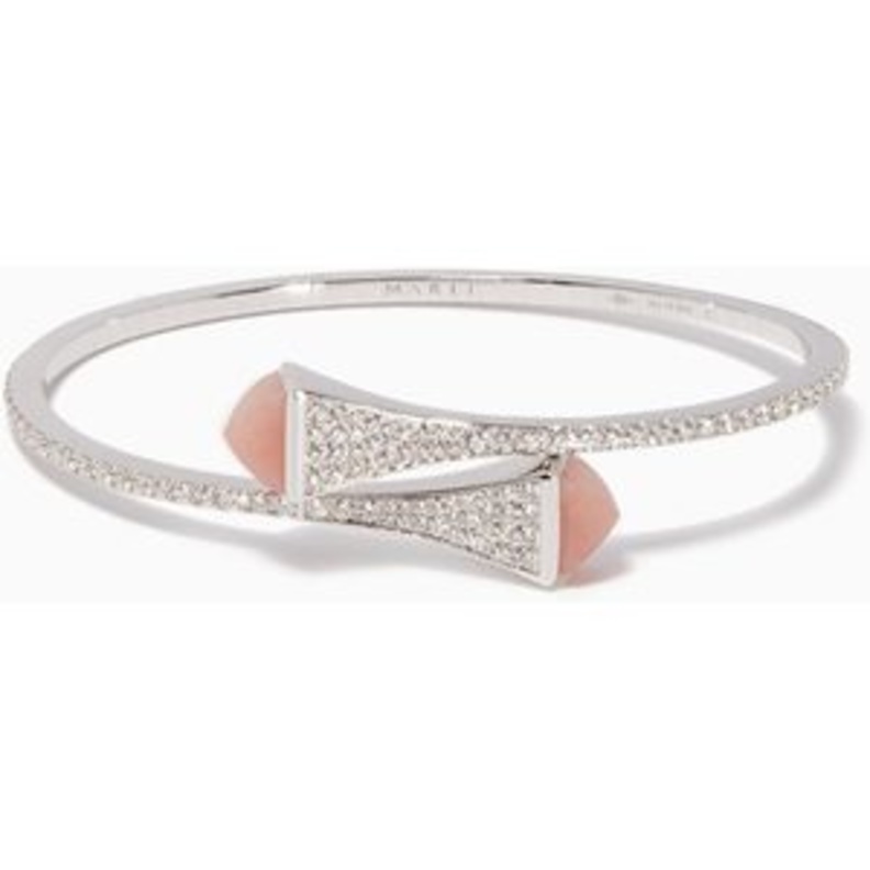  سوار ذهب ابيض مرصع بالماسات ومزدان بحجلا الاوبال الوردي من Marli