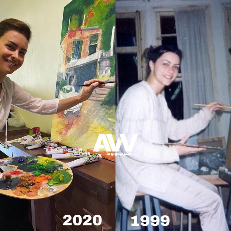 نور اللبنانية تمارس هواية الرسم