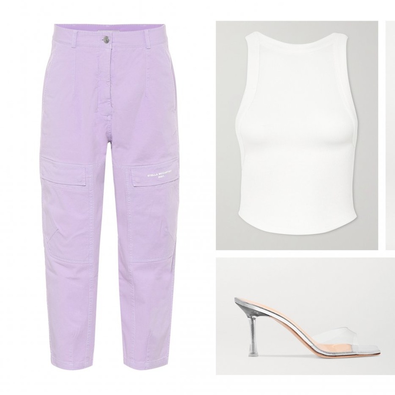 اطلالة عصرية وشبابية بالسروال باللون البنفسجي