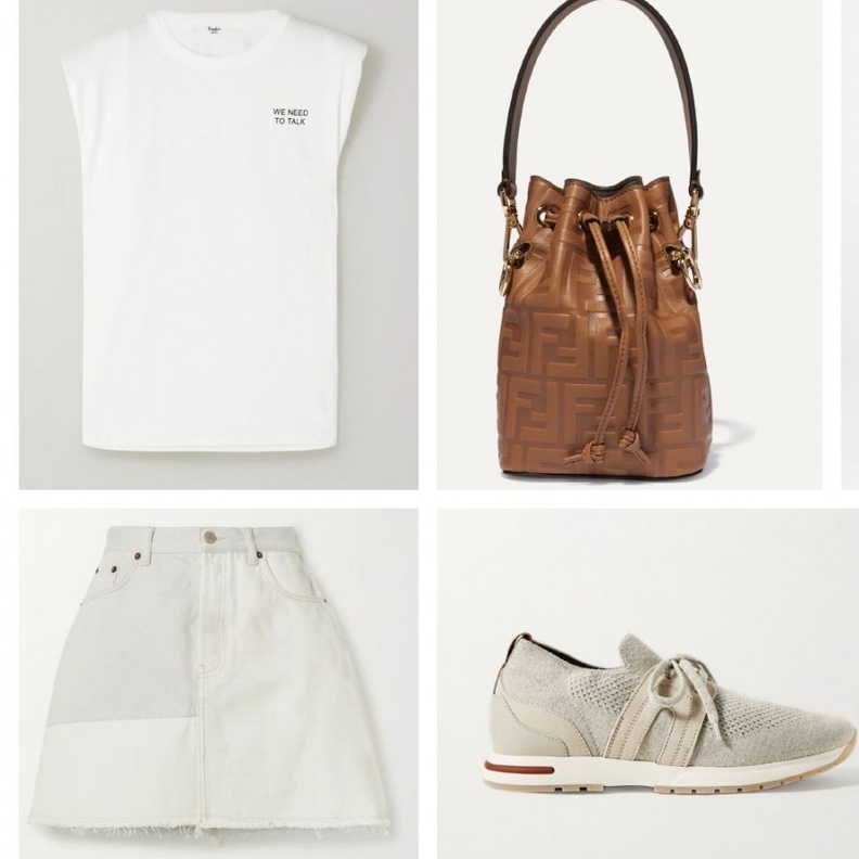 اطلالة شبابية جذابة بالتنورة الميني الجينز باللون الأبيض