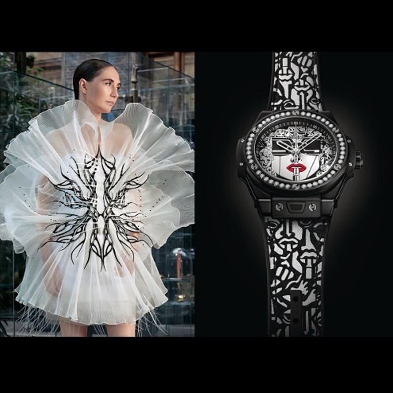 عرض Iris Van Herpen وساعة هوبلو Hublot  Big Bang One Click Lipstick