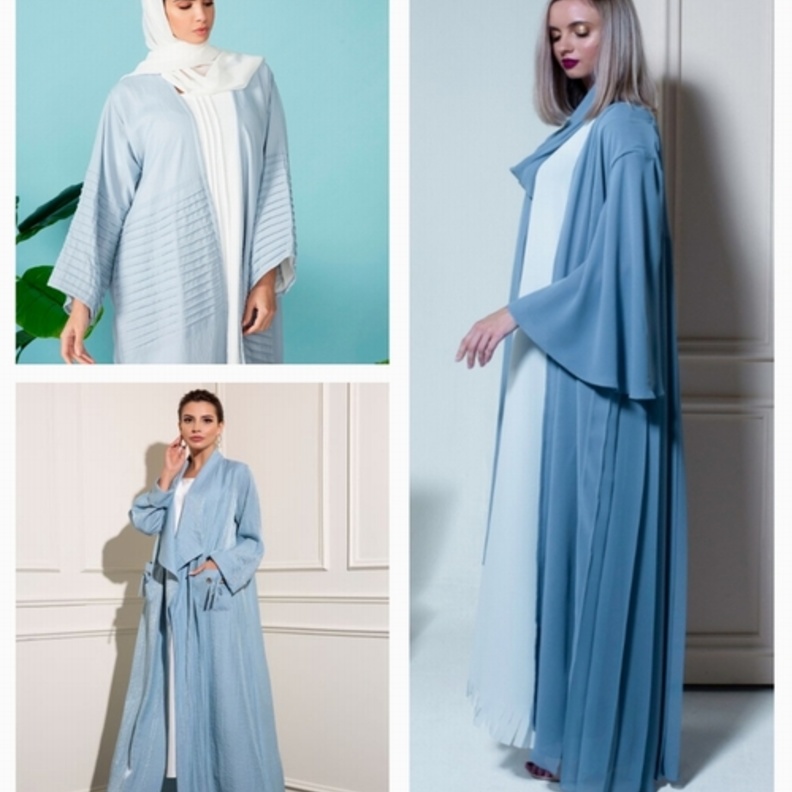 تصاميم راقية وأنيقة للعبايات الجذابة لمختلف درجات اللون الأزرق