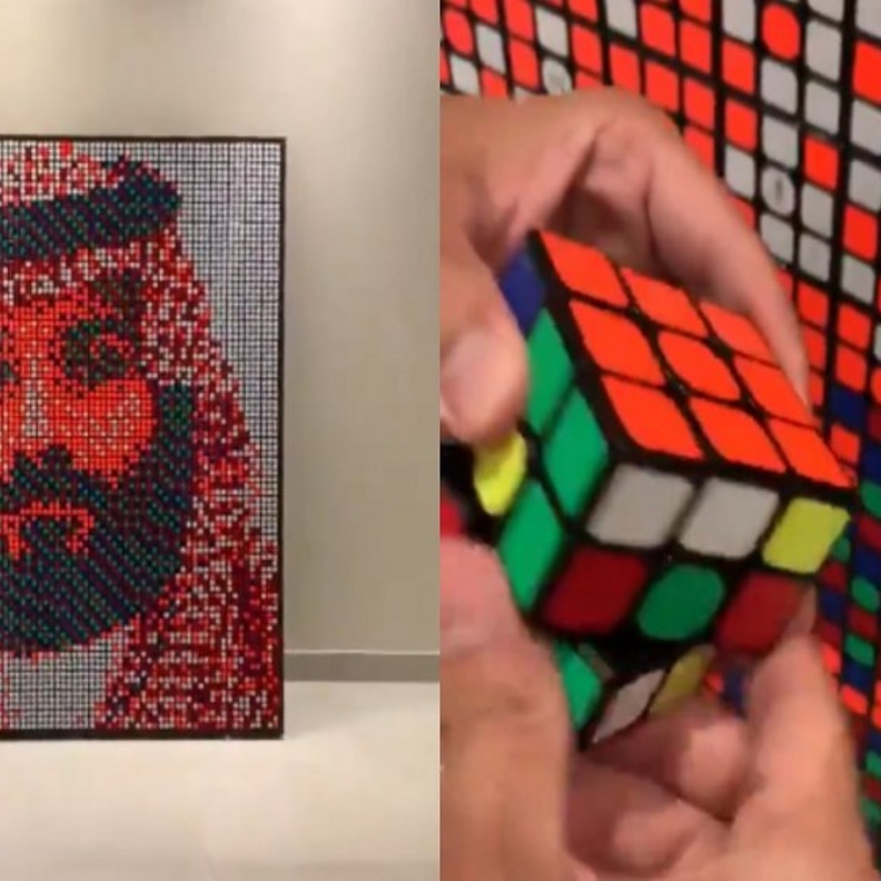 الشاب السعودي عبدالرحمن العجمي يبدع بلوحة لولي العهد باستخدام مكعبات الروبيك