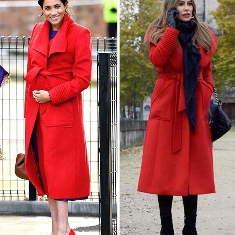 معطف Sentaler الأحمر جمع أيضاً بين اطلالات ميغان ماركل وفيرغارا