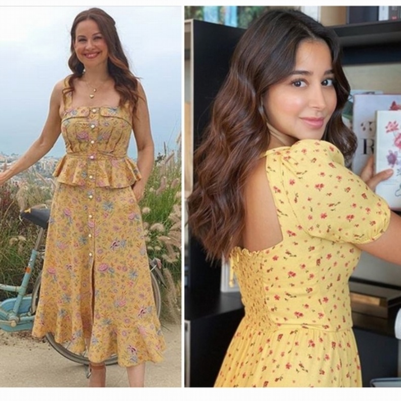  الفستان الأصفر بطبعة الورود يجمع اطلالة اسيل عمران و ريا ابي راشد